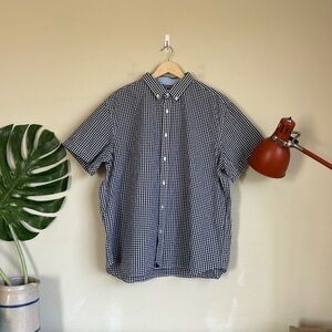 Untuckit Navy Gingham Short Sleeve Button Down Shirt